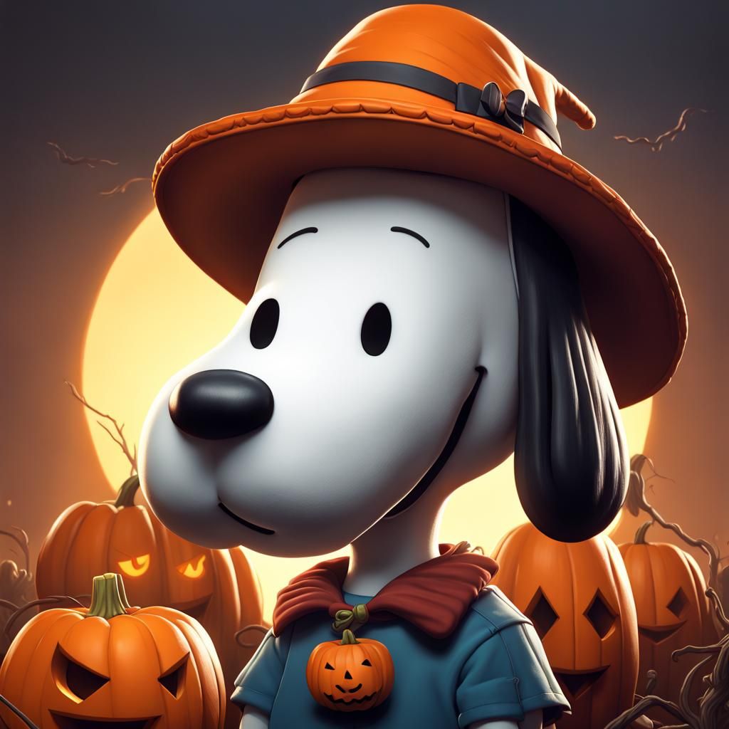 Snoopy and Charlie Brown Halloween Portrait