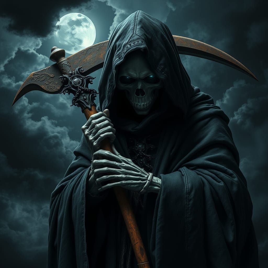 Harbinger of Shadows: The Grim Reaper Awaits Under the Full ...