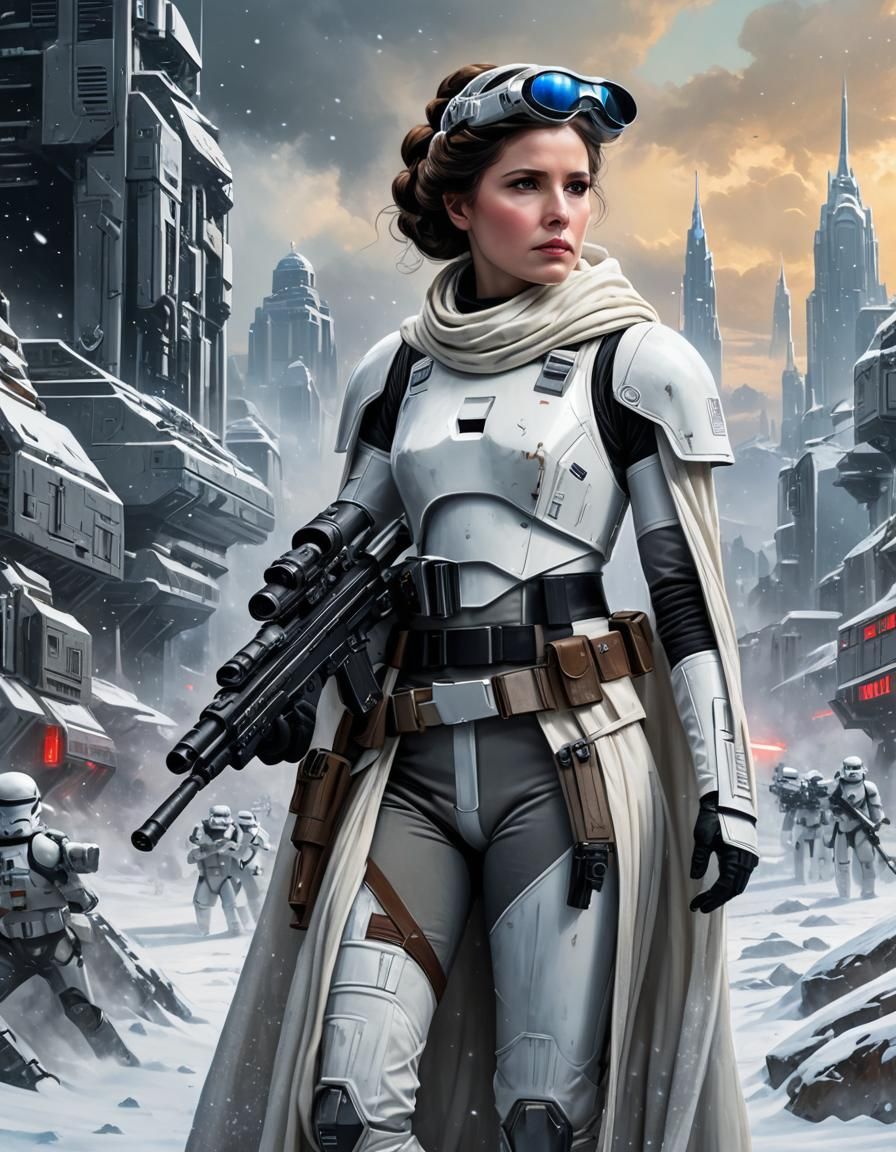 Leia Organa as Snowtrooper in Epic Mixed Media Art