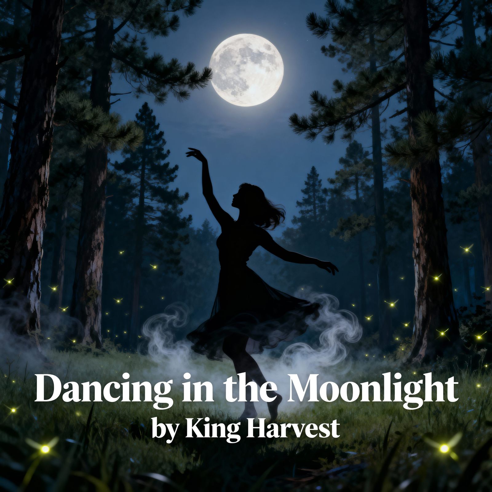 Graceful Woman Dancing in Moonlit Glade