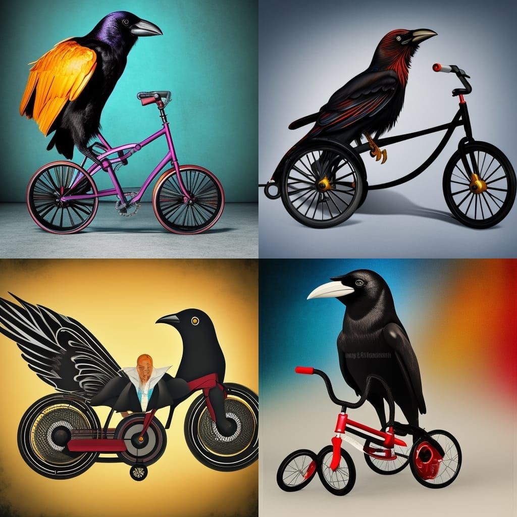 Hyperrealistic Crow on Tricycle Splash Art