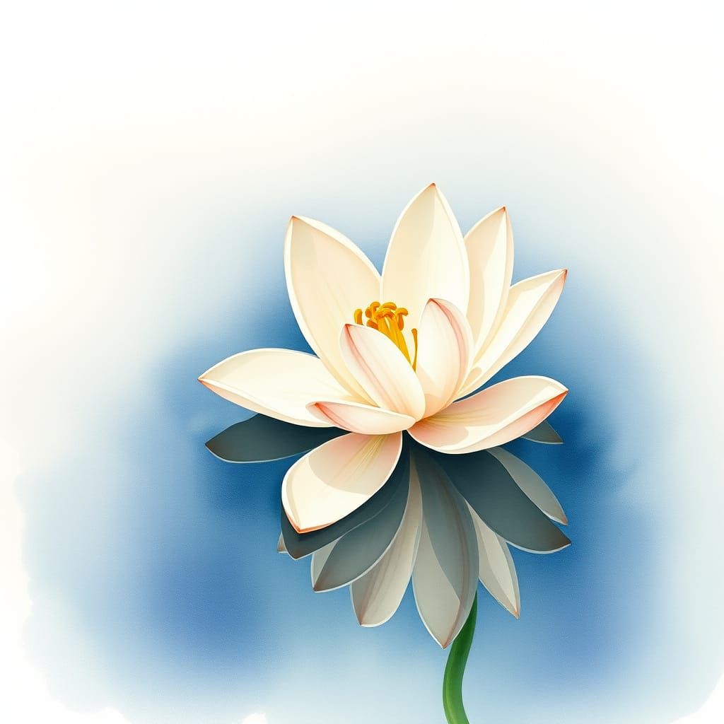 Delicate Lily Blooms in Serene Watercolor