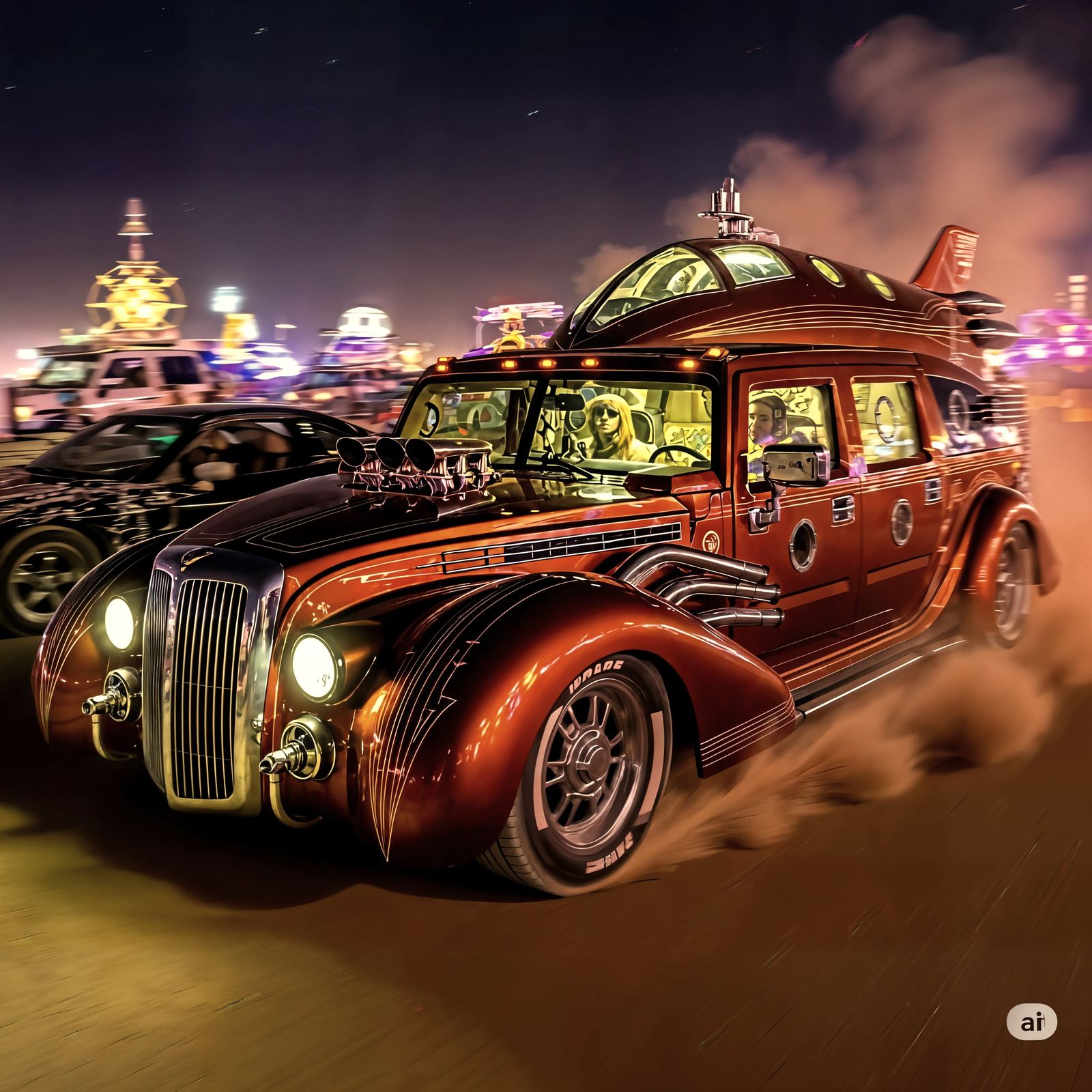 Steampunk Humvee Drives Through Desert Dust
