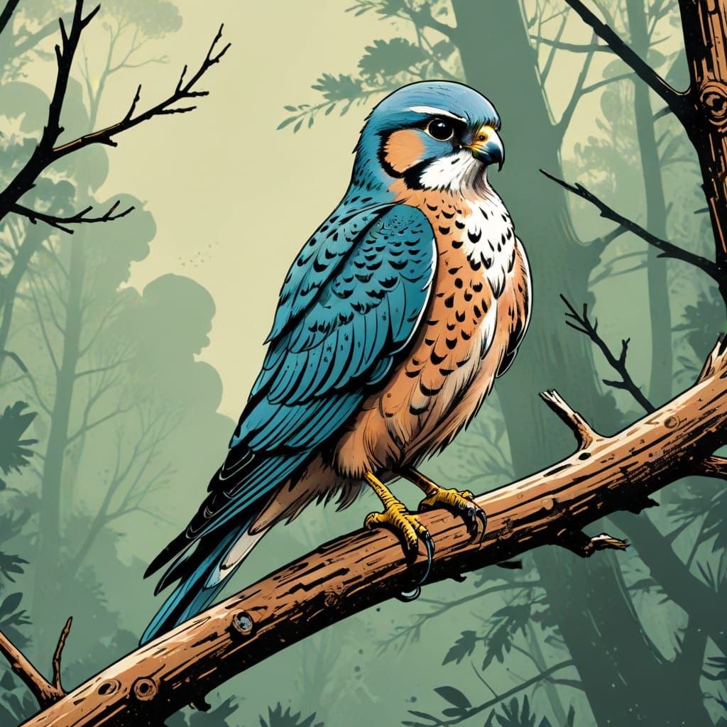 Kestrel in Vintage Comic Book Serigraphy Style