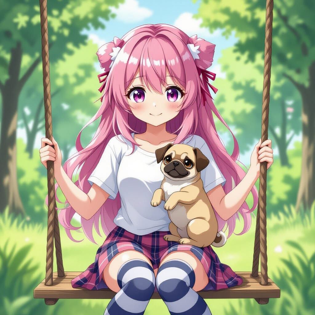 Anime Girl with Puppy in Studio Trigger Style