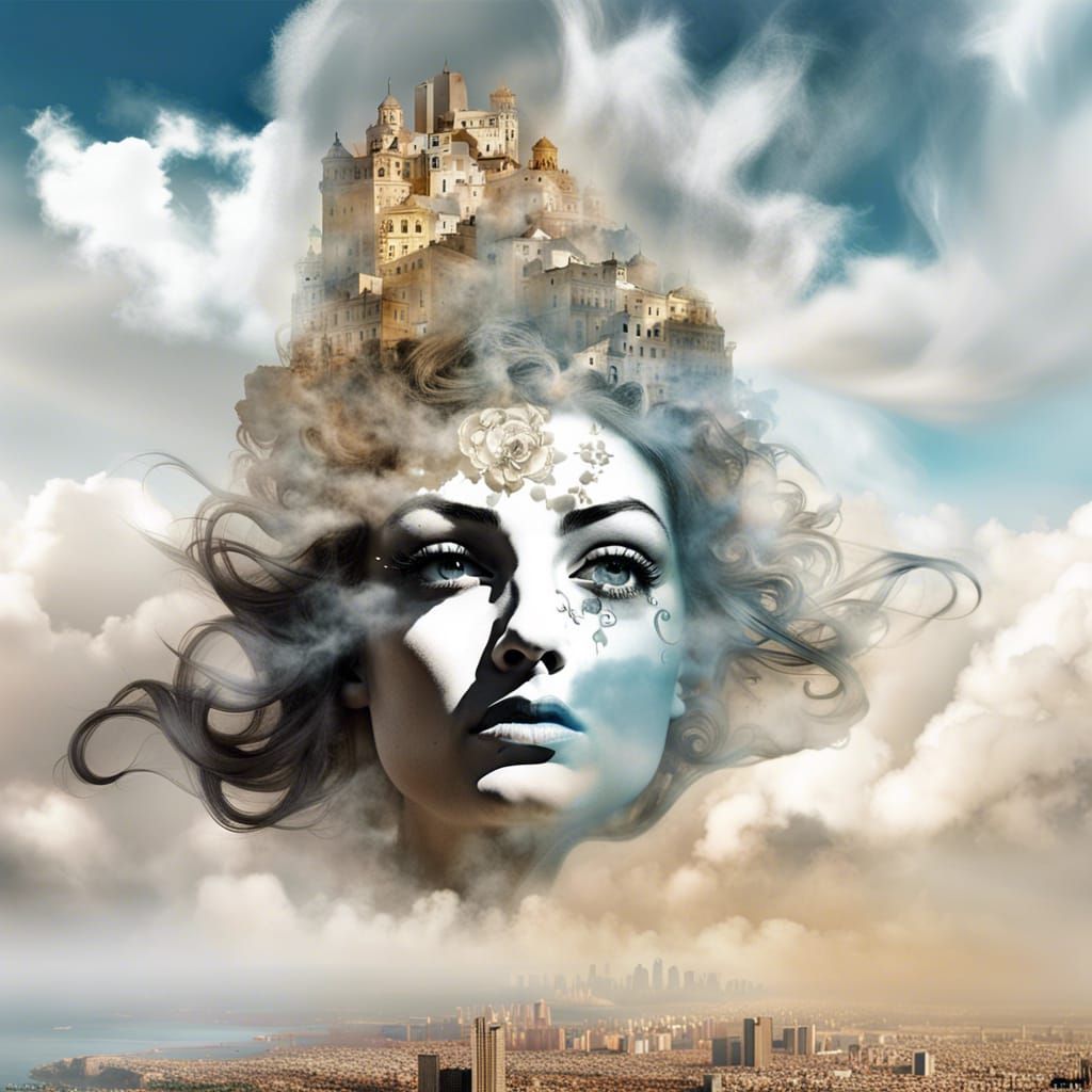 Surreal Arabian Princess Mural in the Sky