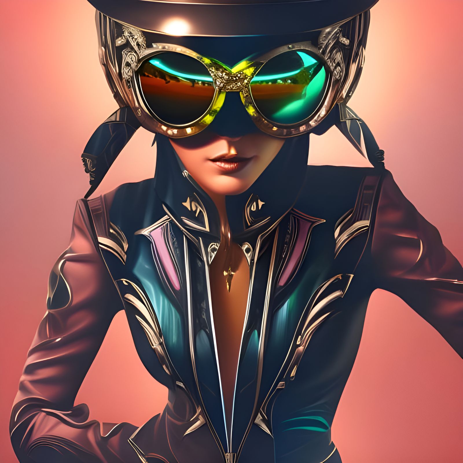 Alien Explorer Fashion Portrait with Mirrored Sunglasses