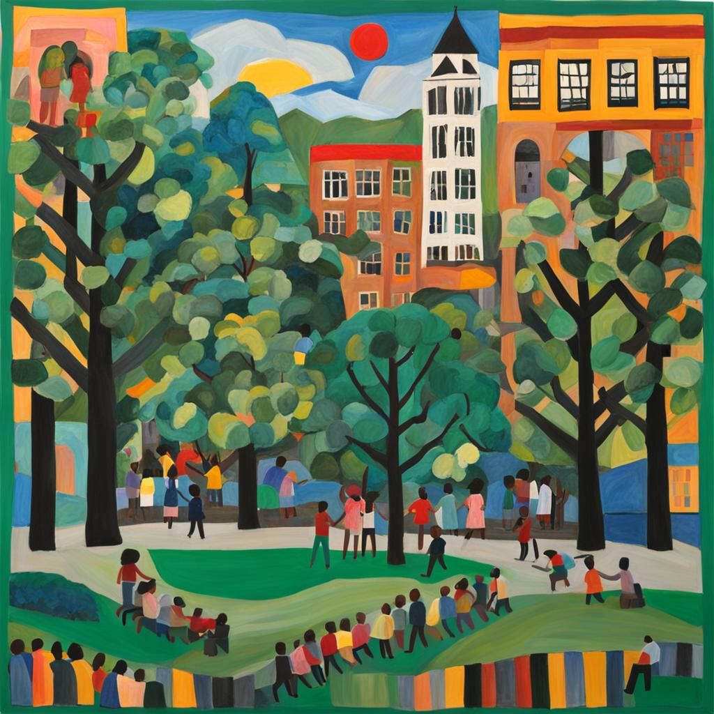 Park Scene in Faith Ringgold Style
