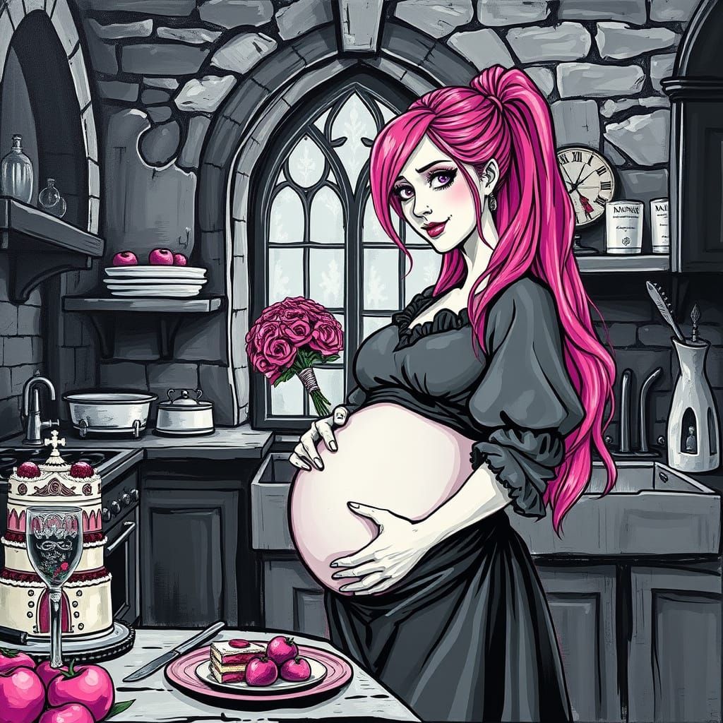 Gothic Bride-to-Be Bakes Wedding Cake with Joy