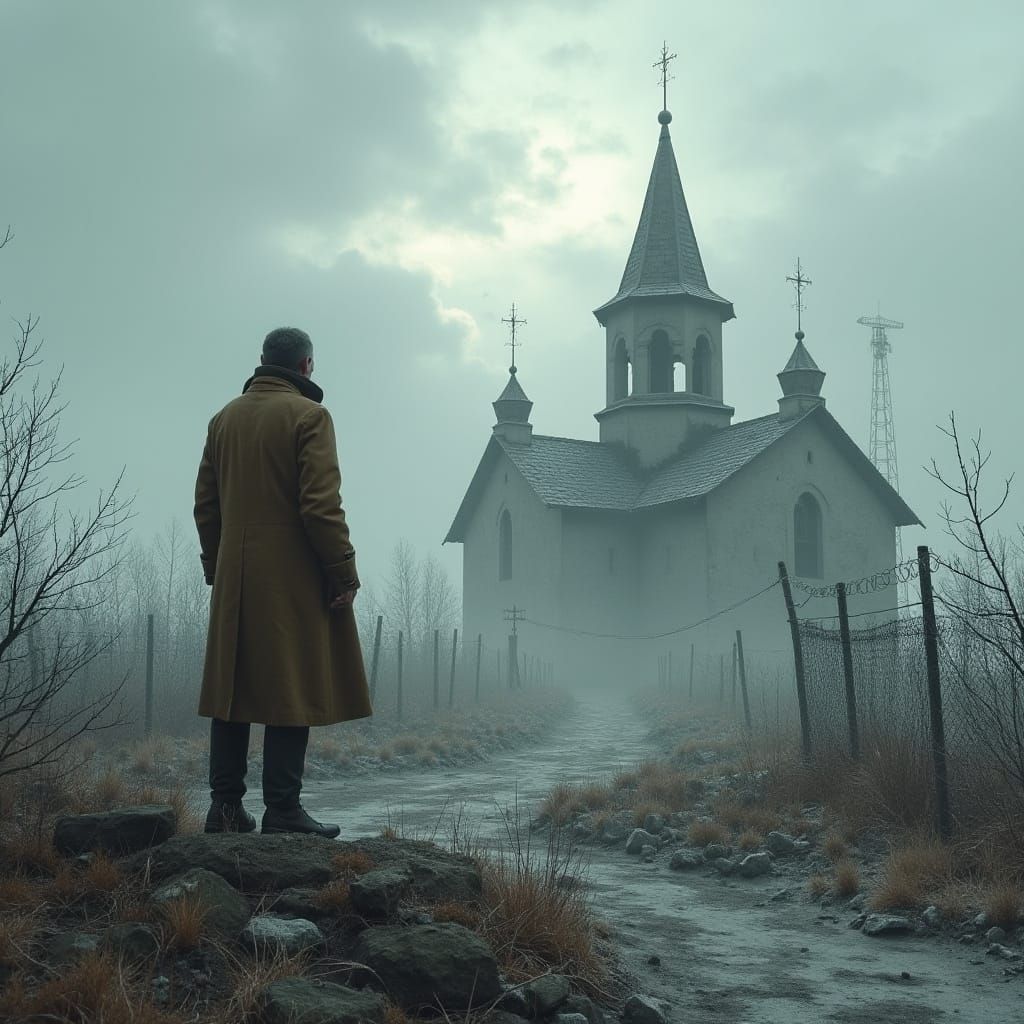 Siberian Prison Camp: Dark Fantasy Landscape