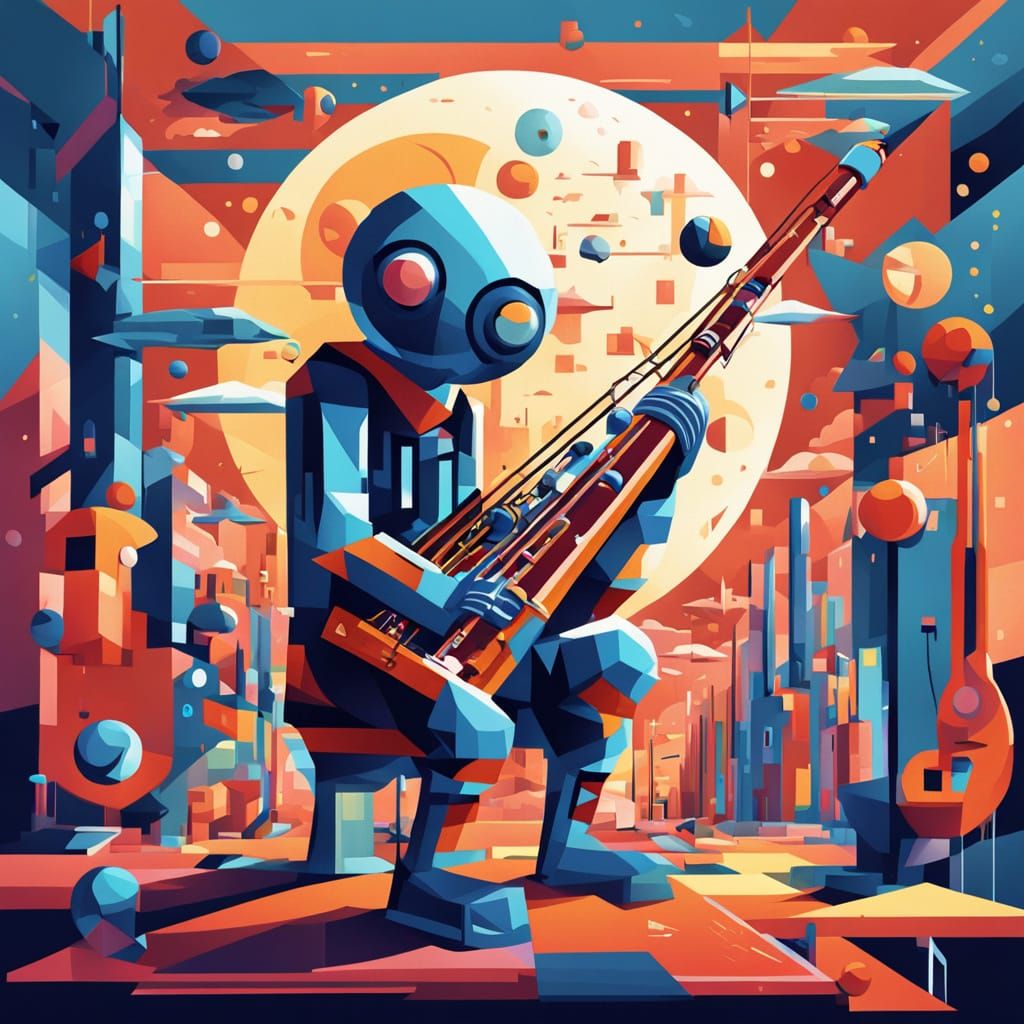Psychedelic Robots in Cubist Bassoon Space Ship