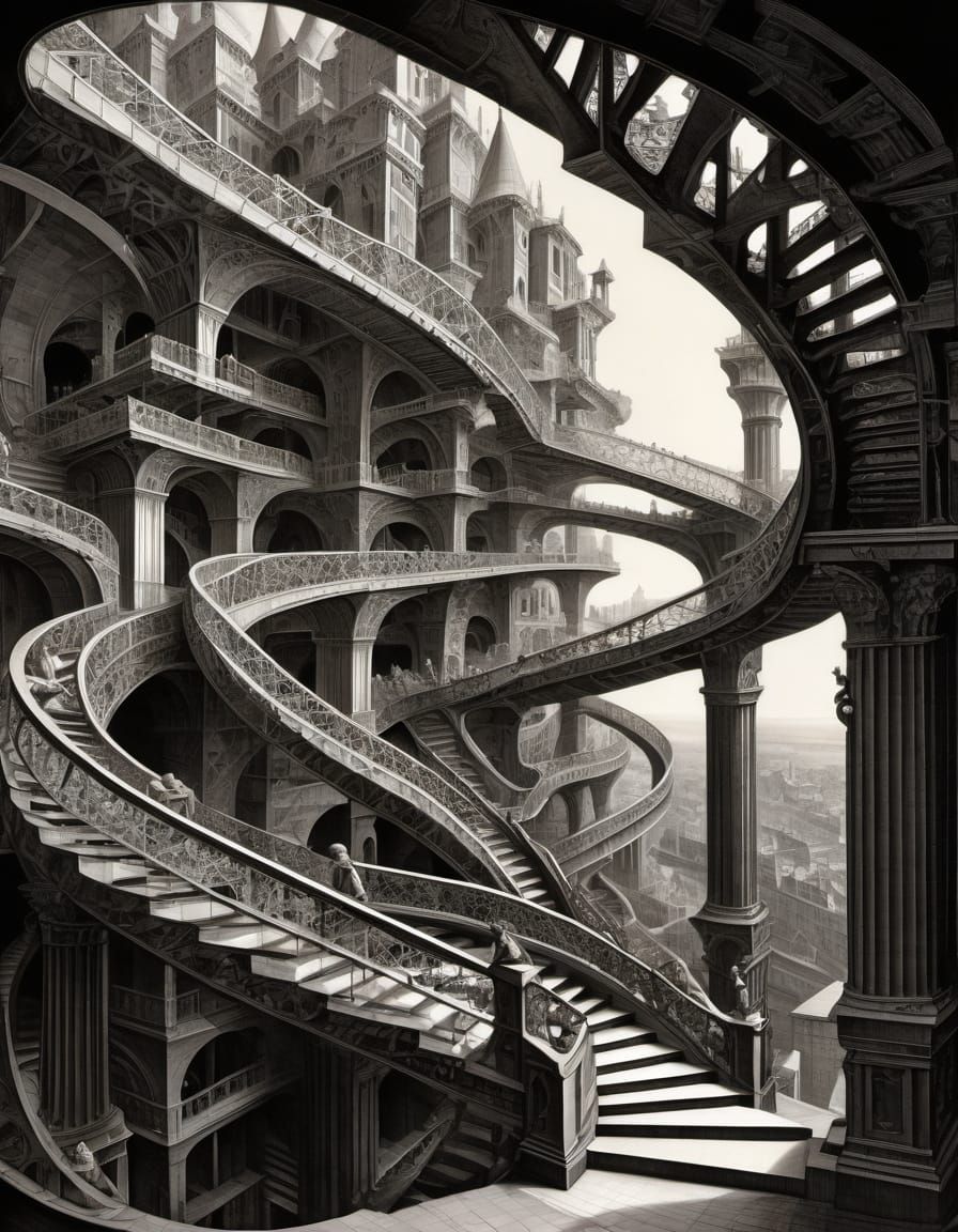 Constructivist Labyrinth of Surreal Industrial Architecture
