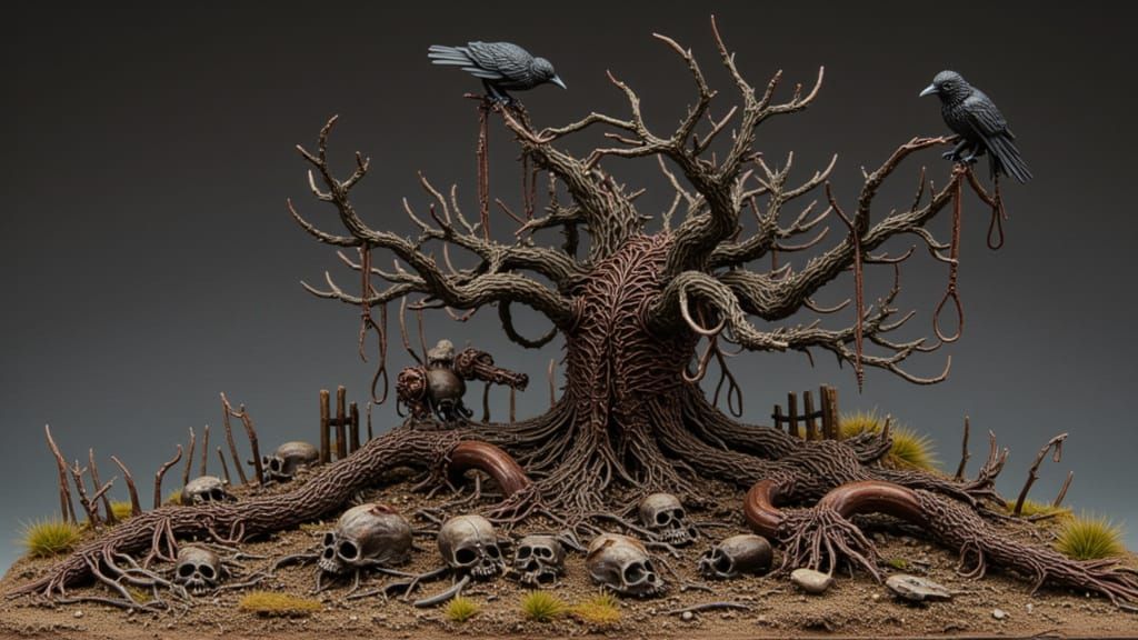 Diorama of a Sentient Mech-Tree Hybrid on Gallows Hill