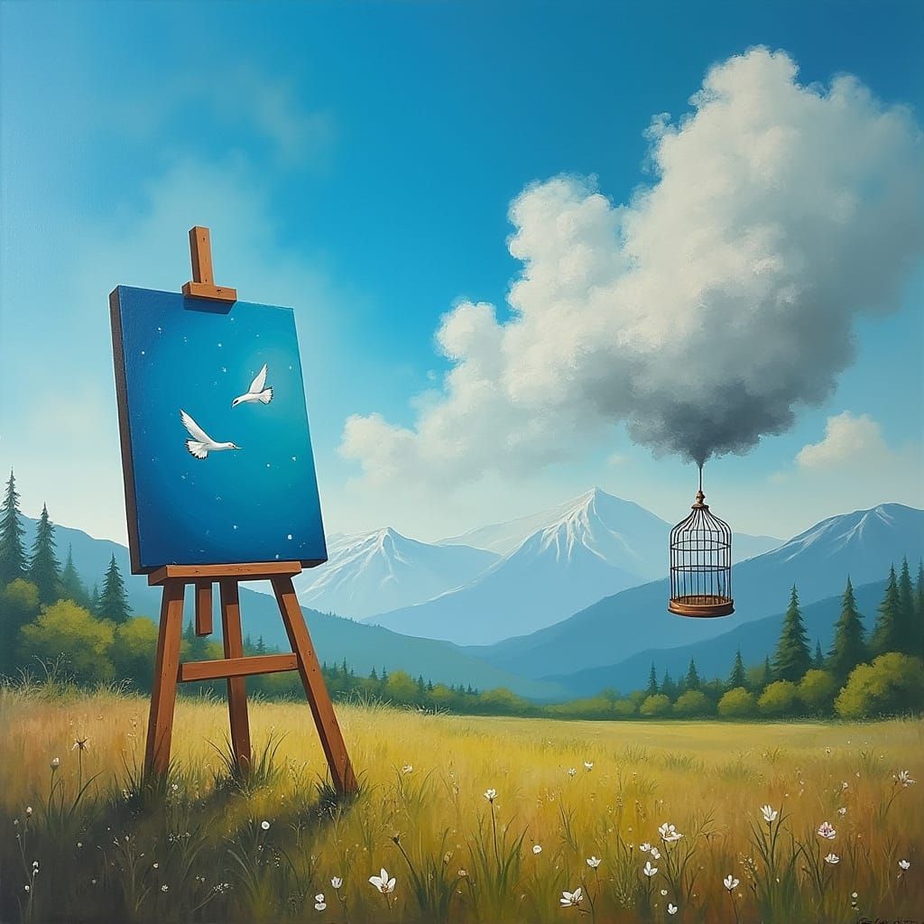 Surrealist Easel: Love's Transformation in Vivid Abstraction