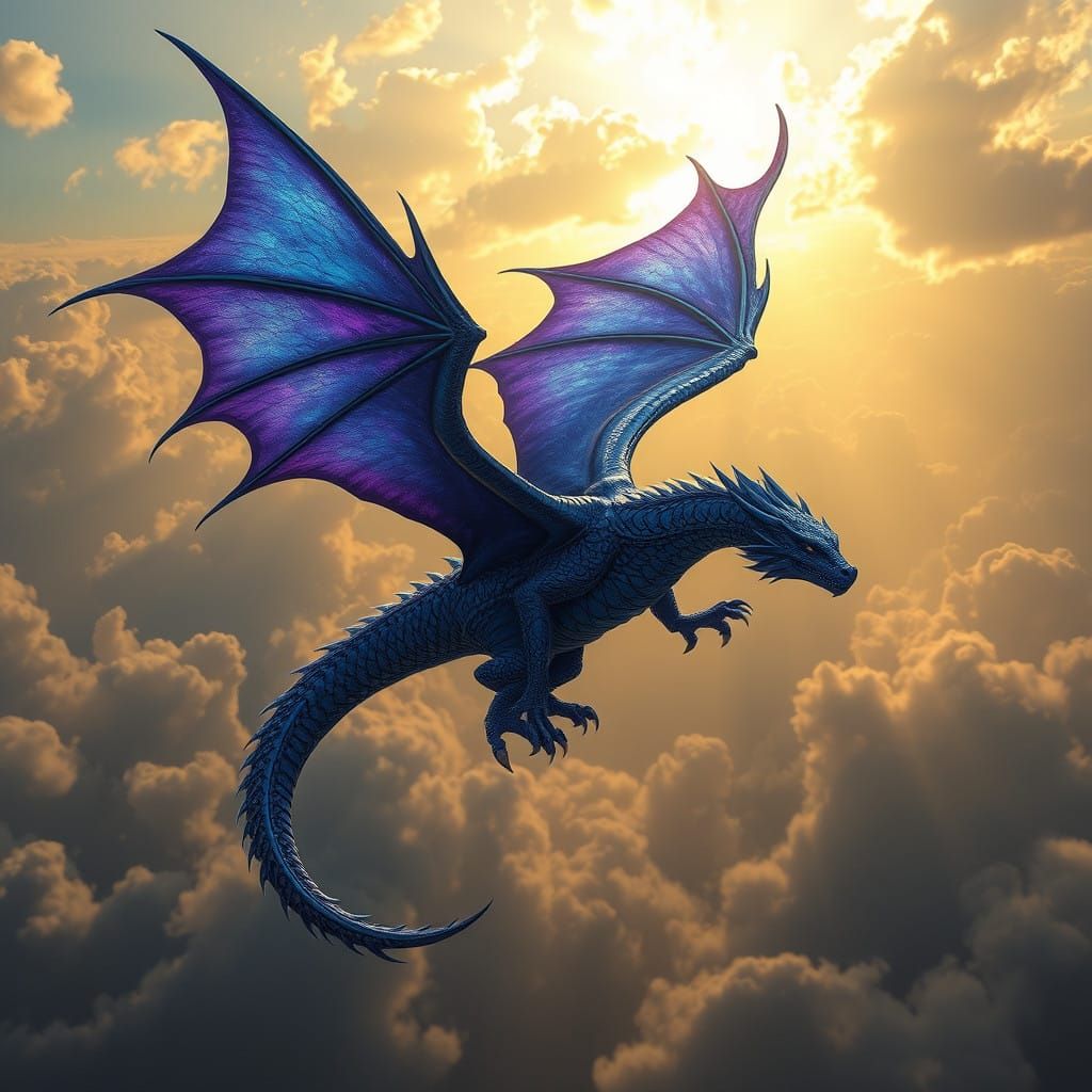 Ethereal Sapphire Dragon Takes Flight