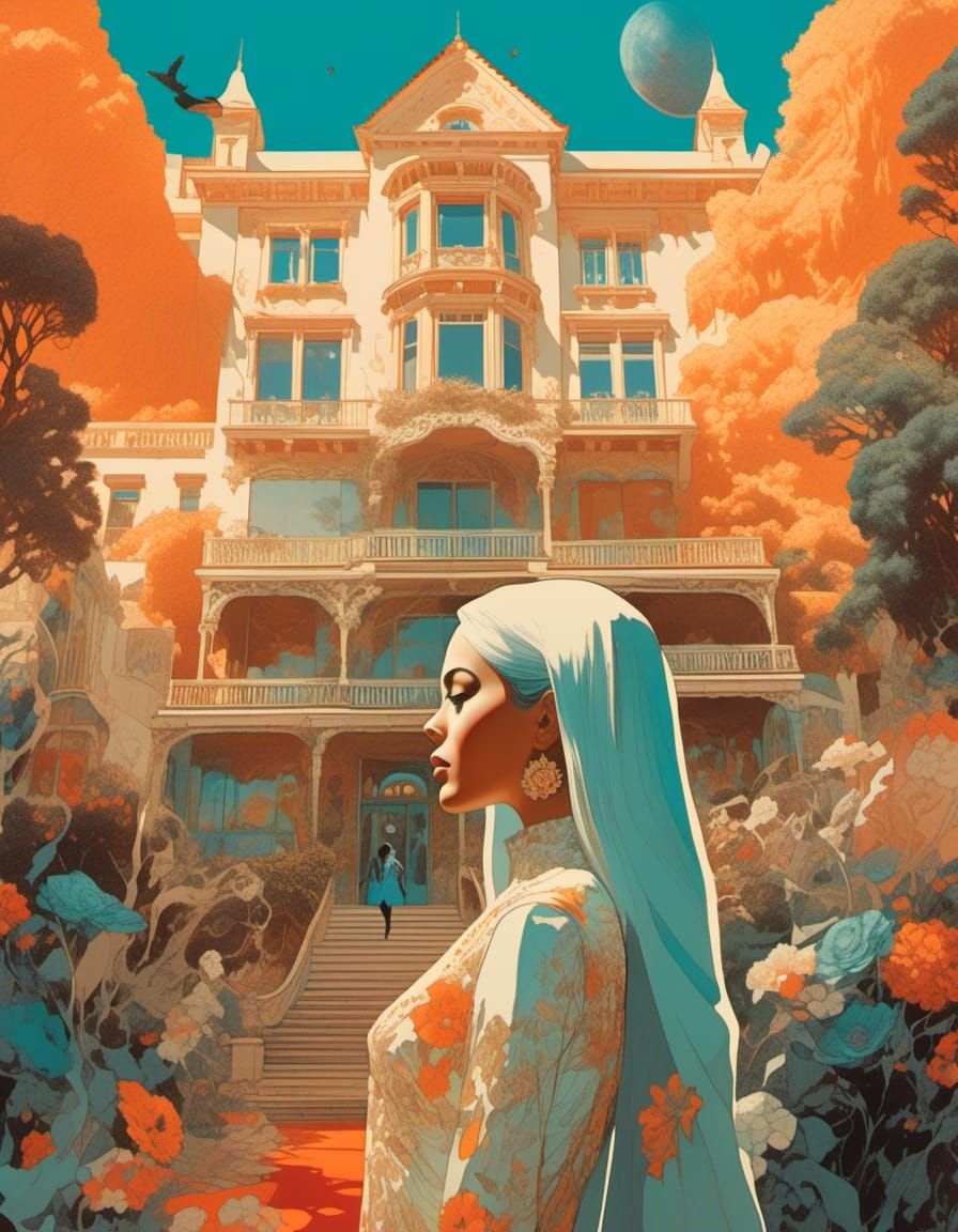 Hotel California Spectral Woman in Pop Art Collage