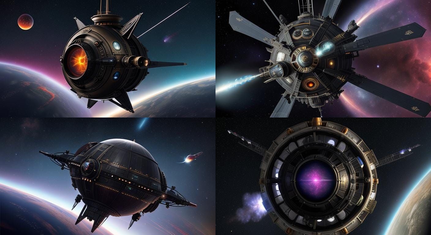 Steampunk Starship Soaring Through Nebulae