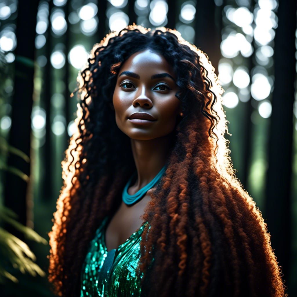 Gorgeous Afro-Latina in Scandinavian Forest: Hyper-realistic