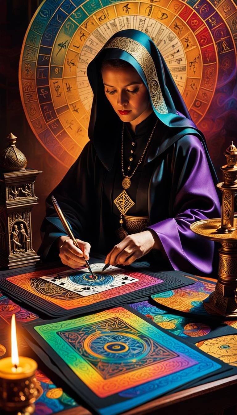 Cubist Calligrapher Creates Death Dance Tarot Card