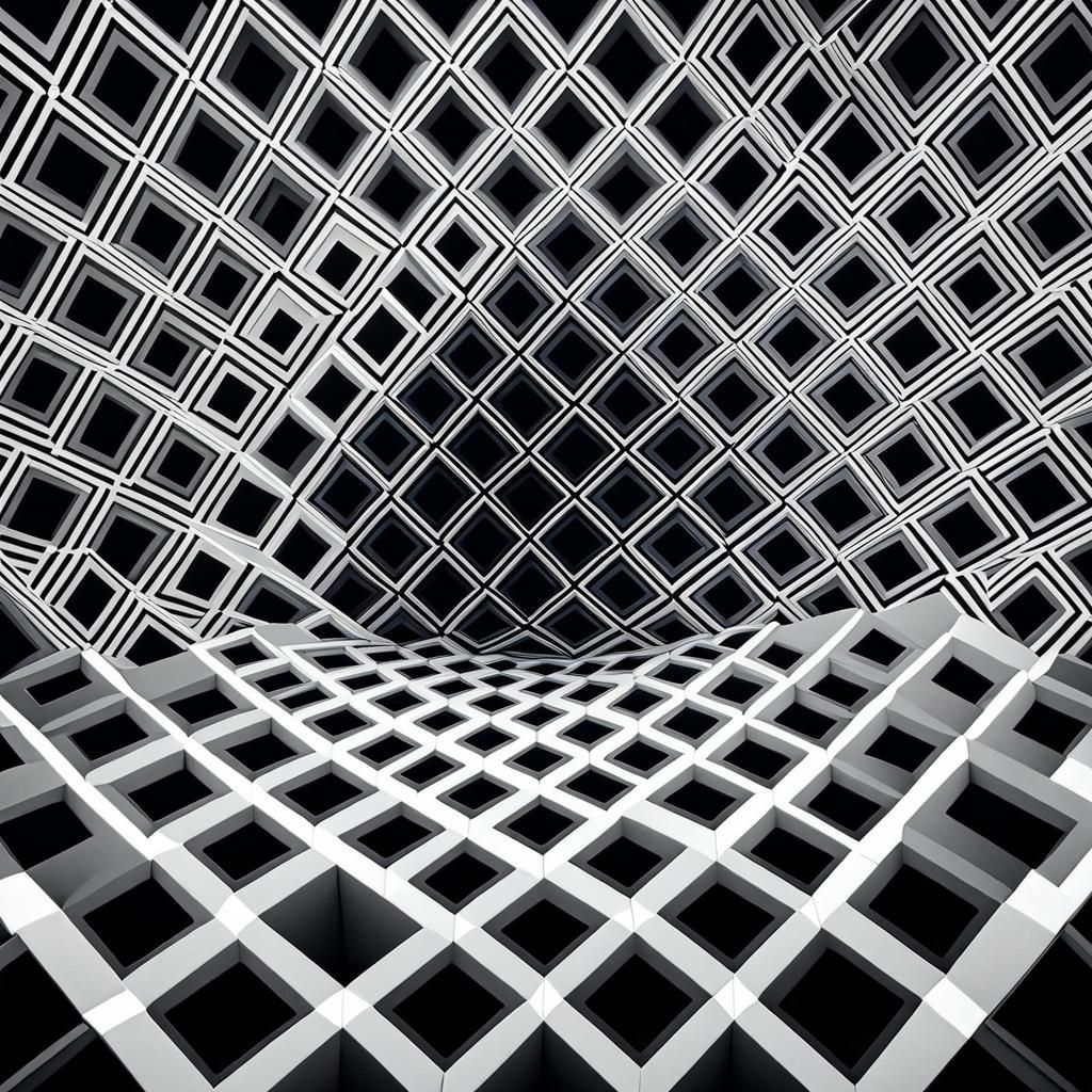 Optical Illusion: Geometric Perspective in Grayscale