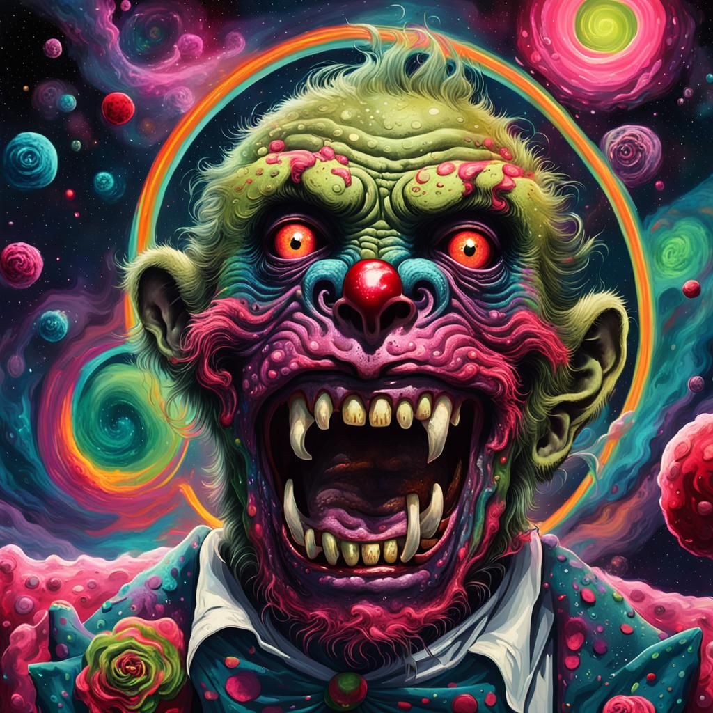 Cosmic Horror Clown in Surreal Surrealist Art