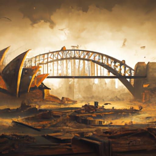 Post-Apocalyptic Sydney Opera House and Harbour Bridge