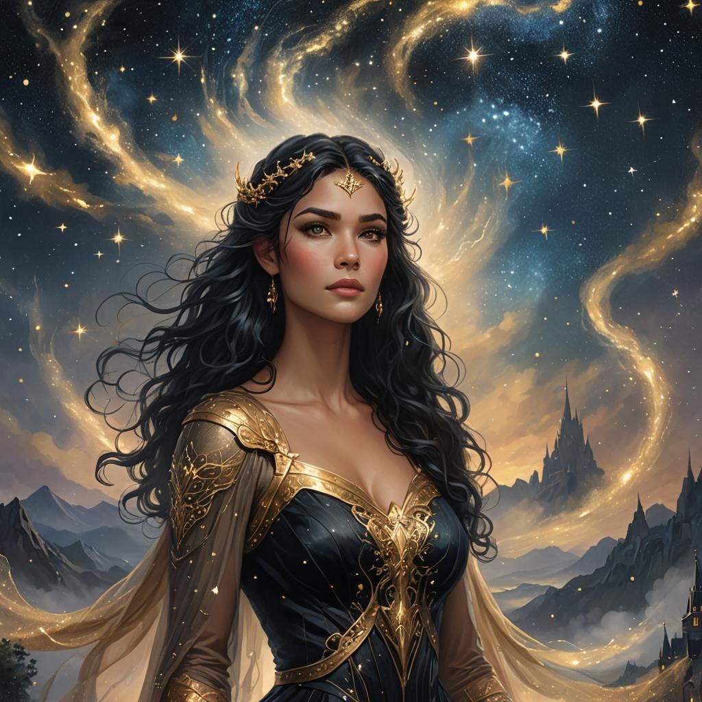 Valkyrie of the Night Court in Ethereal Fantasy Style