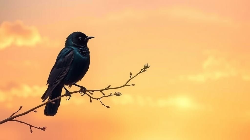 Ethereal Blackbird in Golden Sunrise