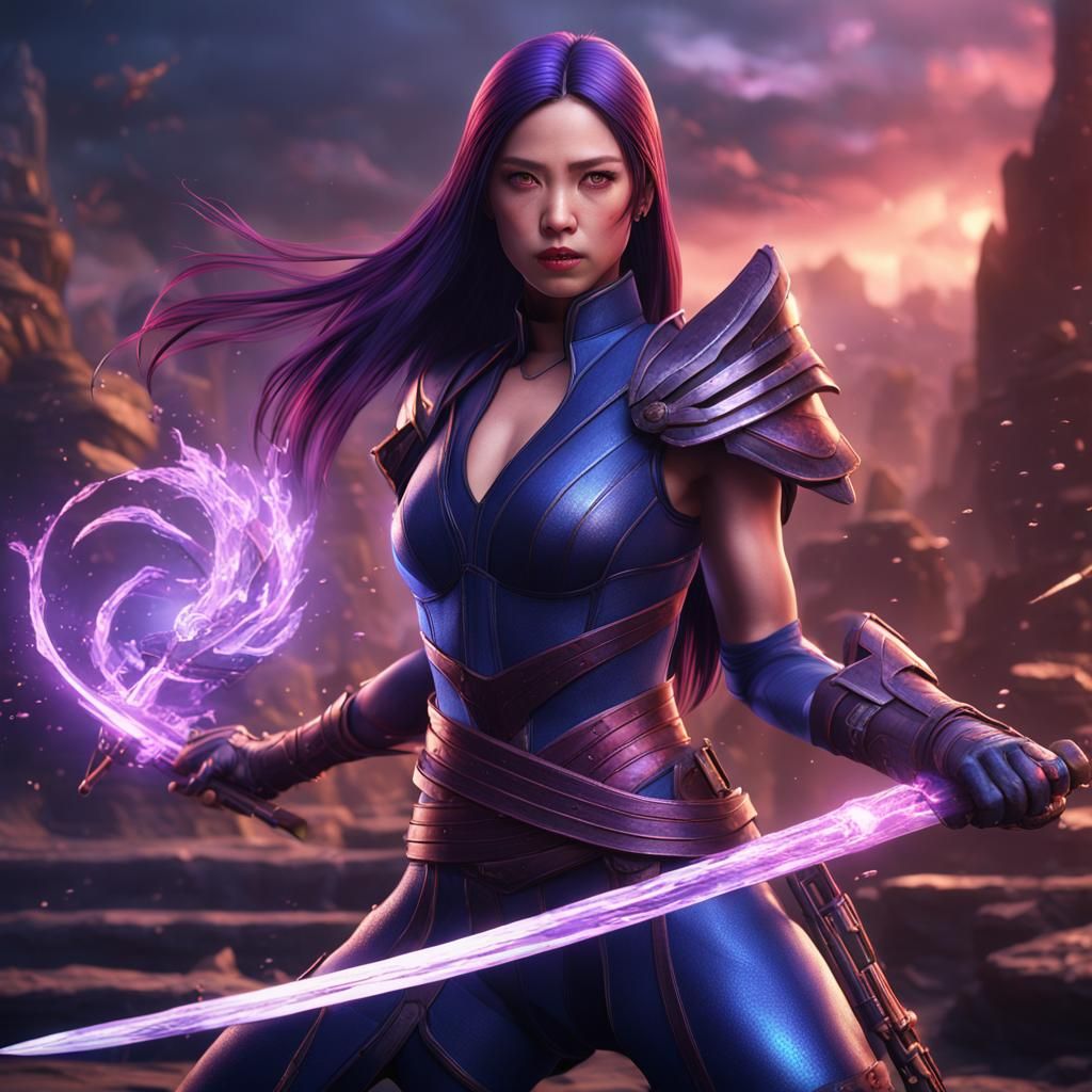 Detailed Matte Painting of Psylocke in 8k