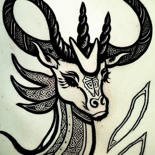 Elvish Kirin: Ancient Ink Cave Painting