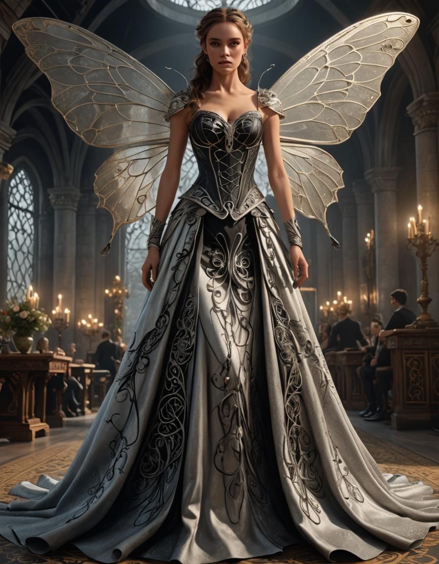 Silver and Black Celtic Fantasy Ballgown