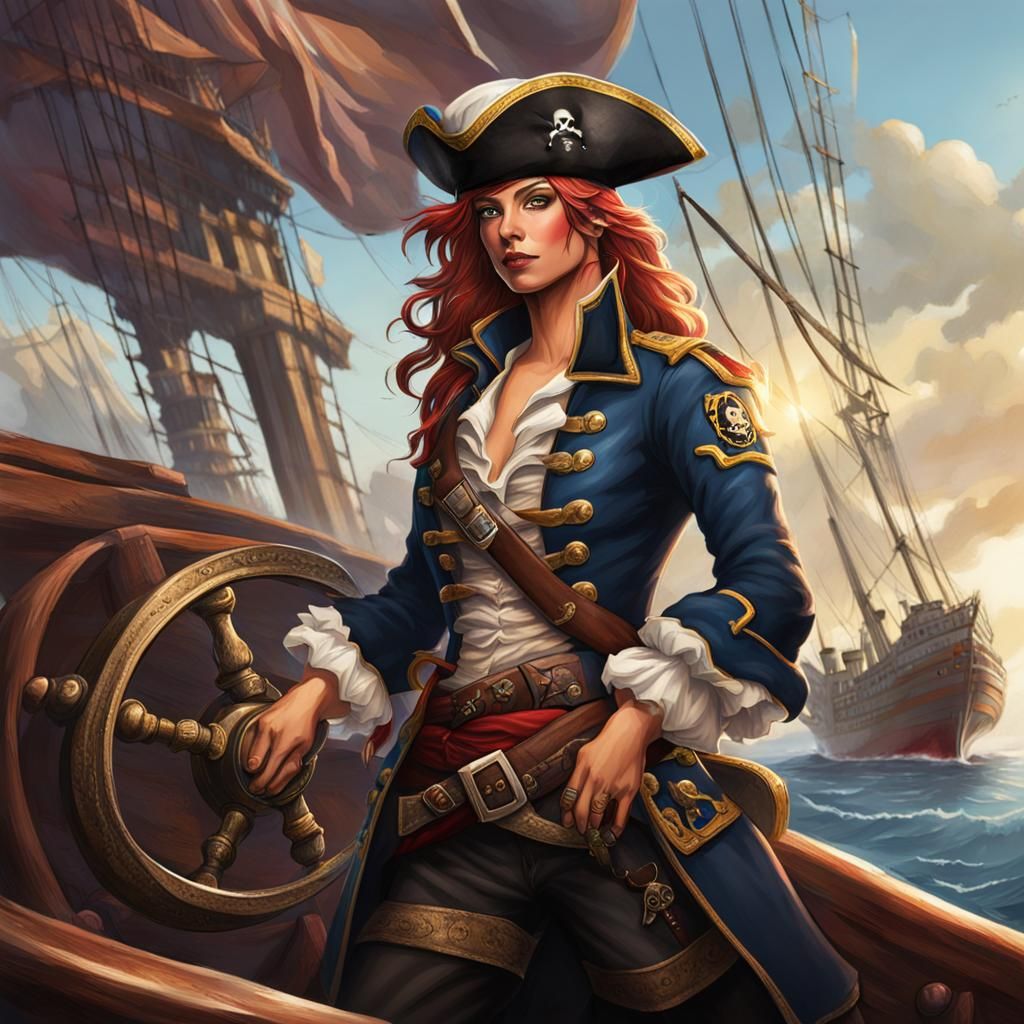 Female Pirate Captain on Deck