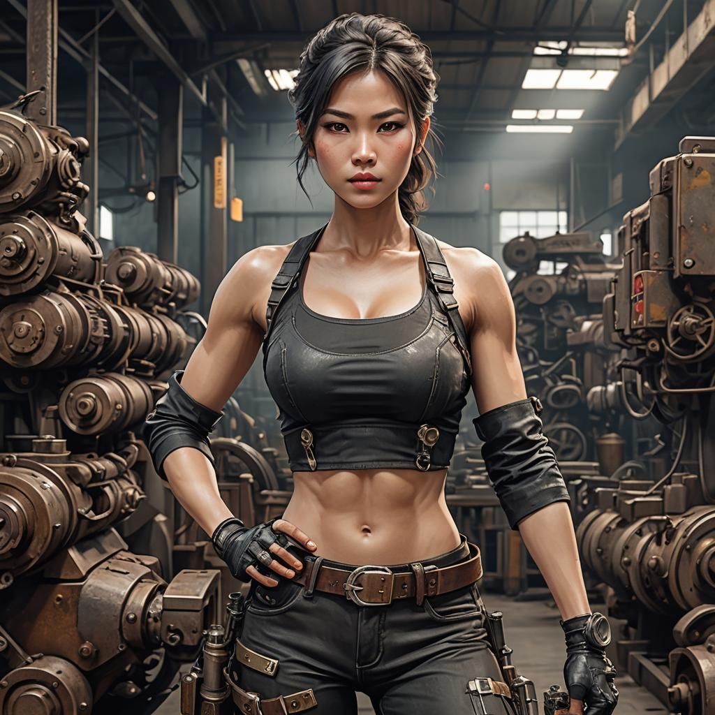 Vietnamese Woman in Steampunk Mechanic Market