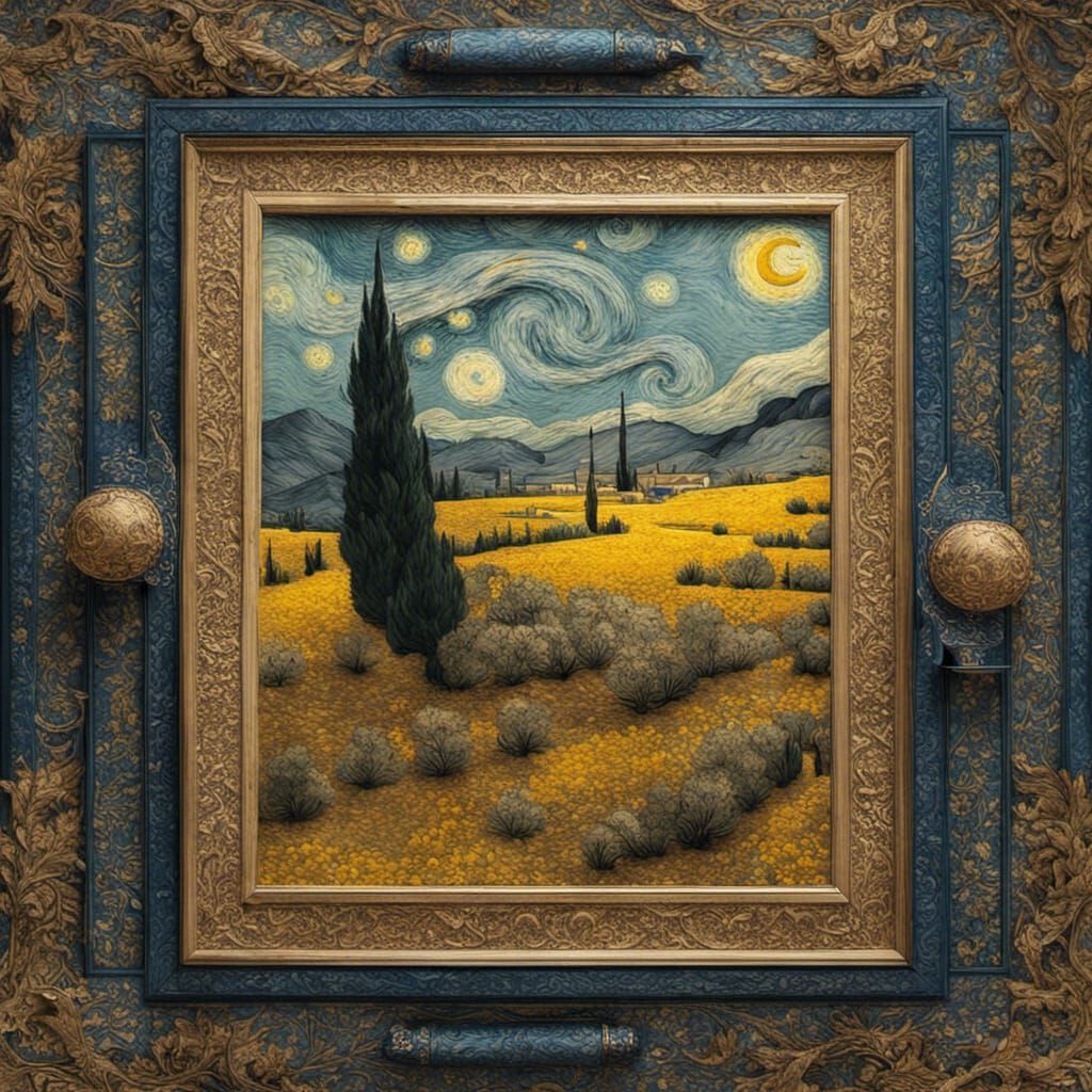Iranian Miniature Meets Van Gogh in Hyperrealistic Fusion