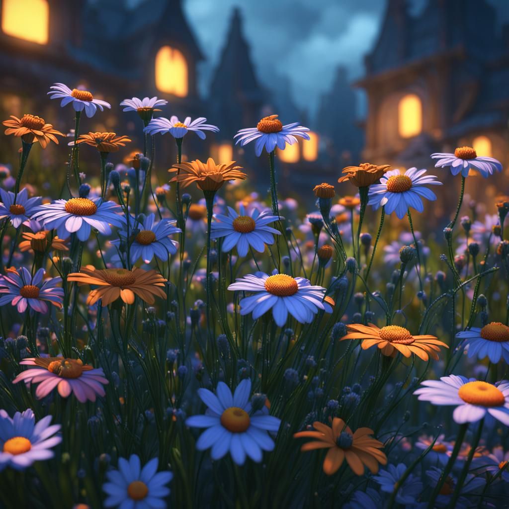 Detailed Daisy Flowers: Fantasy Concept Art