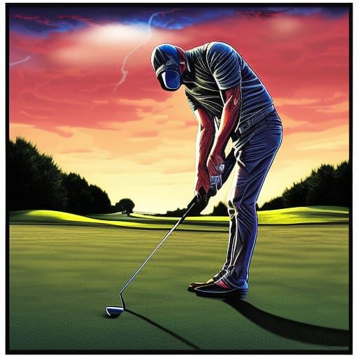 Death Metal Golf in Comic Book Style