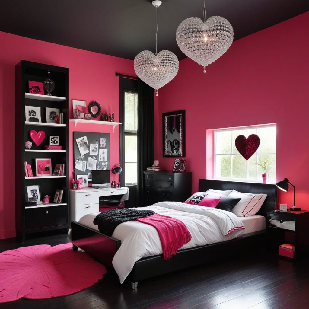 Retro Chic Bedroom Oasis in Hot Pink and Silver