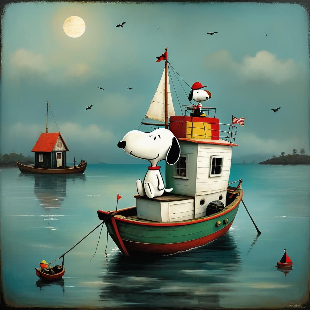 Snoopy's Boat Trip: A Whimsical Illustration