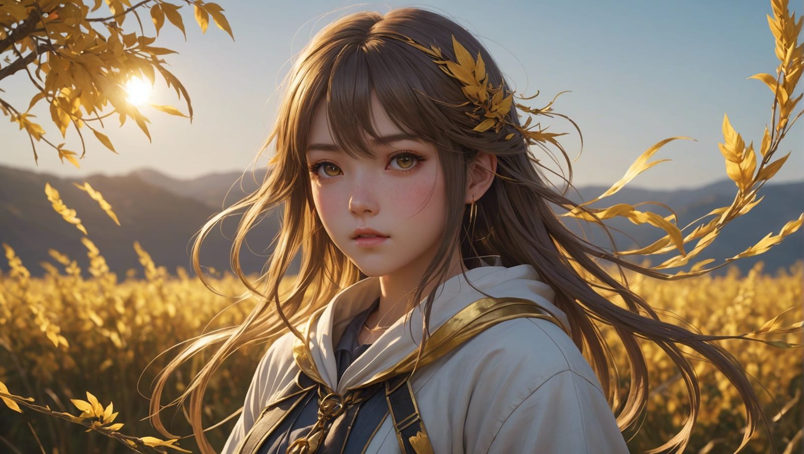 Anime Figure Dissolving into Golden Sunlight