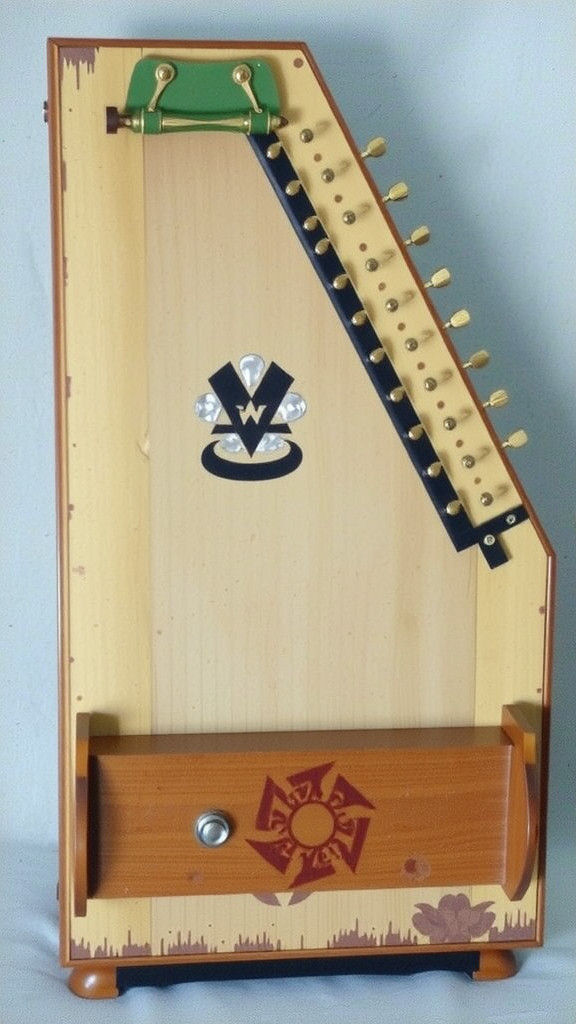 Vintage Green Autoharp in Warm Still Life Lighting