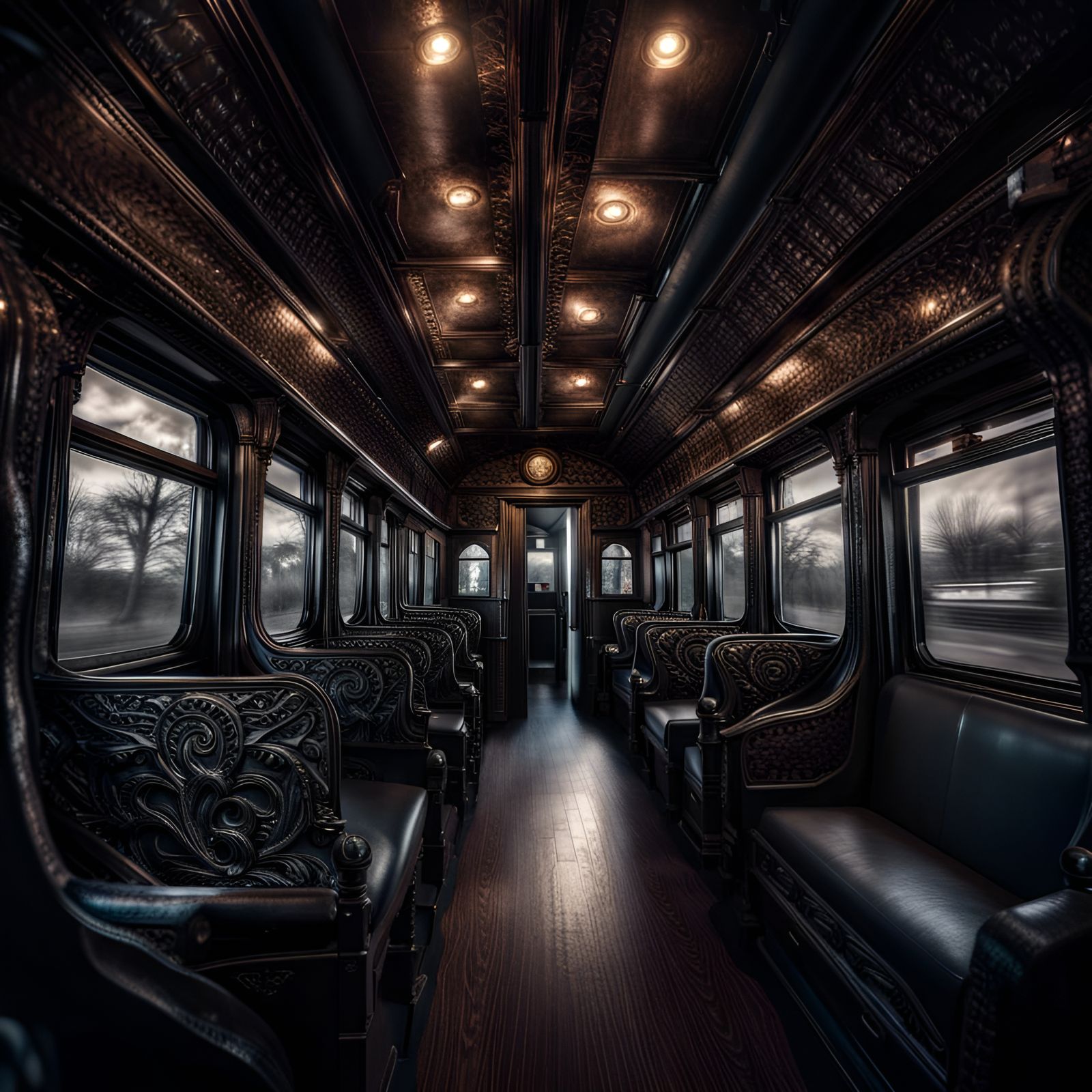 Hyperrealistic Ghost Train Ride in Sharp Focus