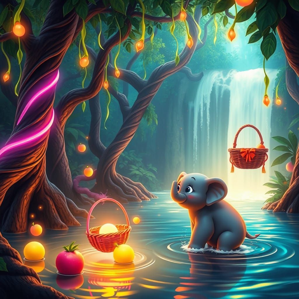 Whimsical Jungle Dreamscape in Vibrant Colors