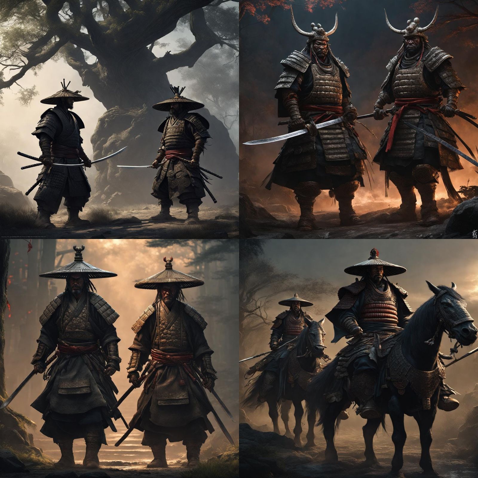Neo-Samurai Warriors: Dark Fantasy Concept Art