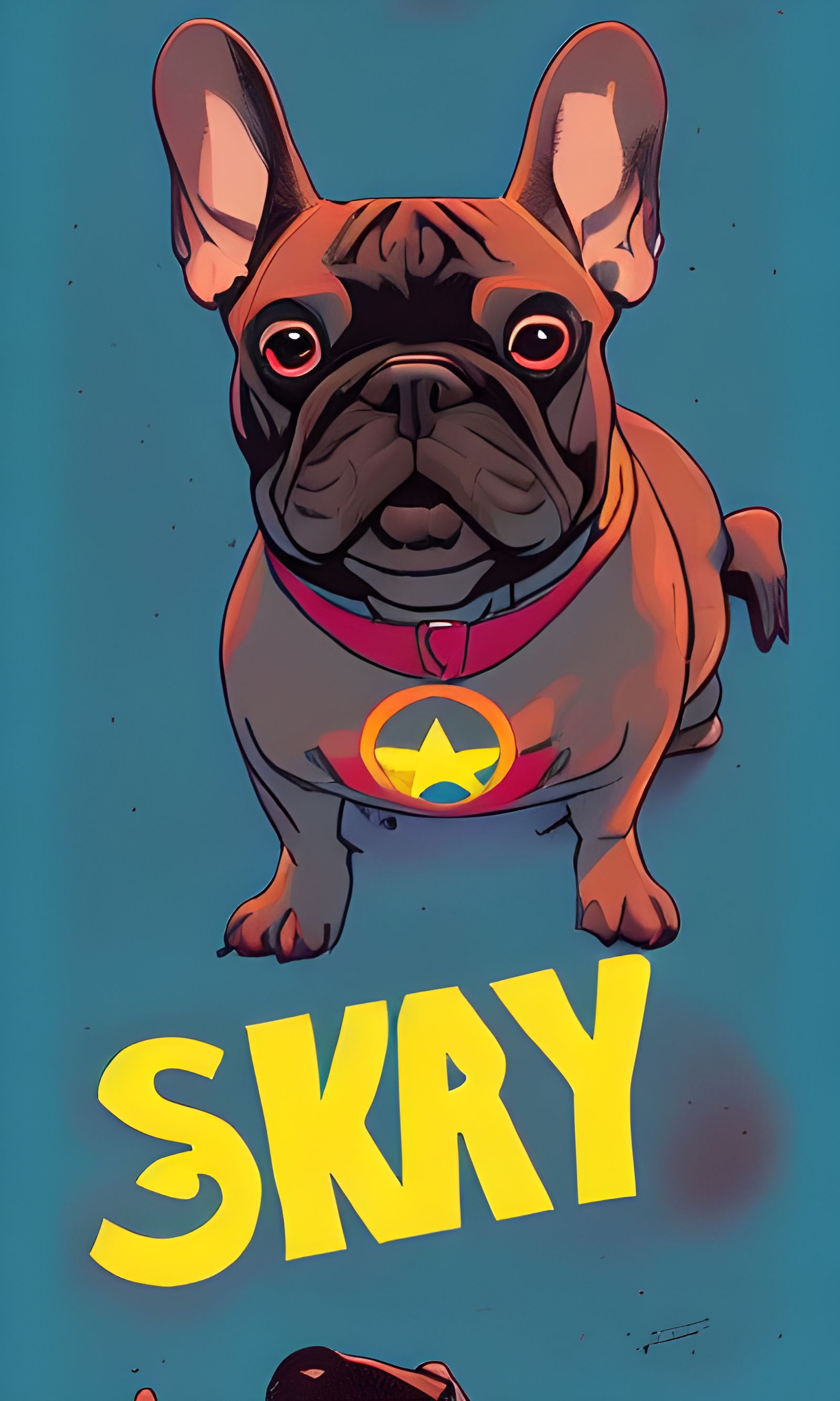 French Bulldog Movie Poster in Cel-Shaded Style