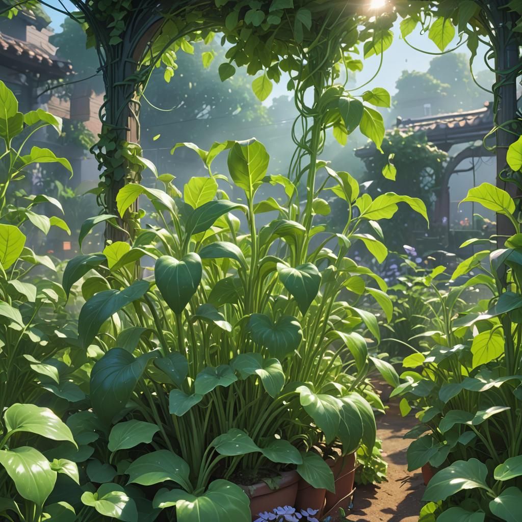 Lush Zucchini Garden in Vibrant 3D Anime Art