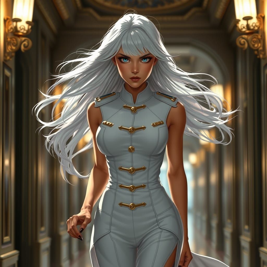 Elegant Futuristic Military Woman