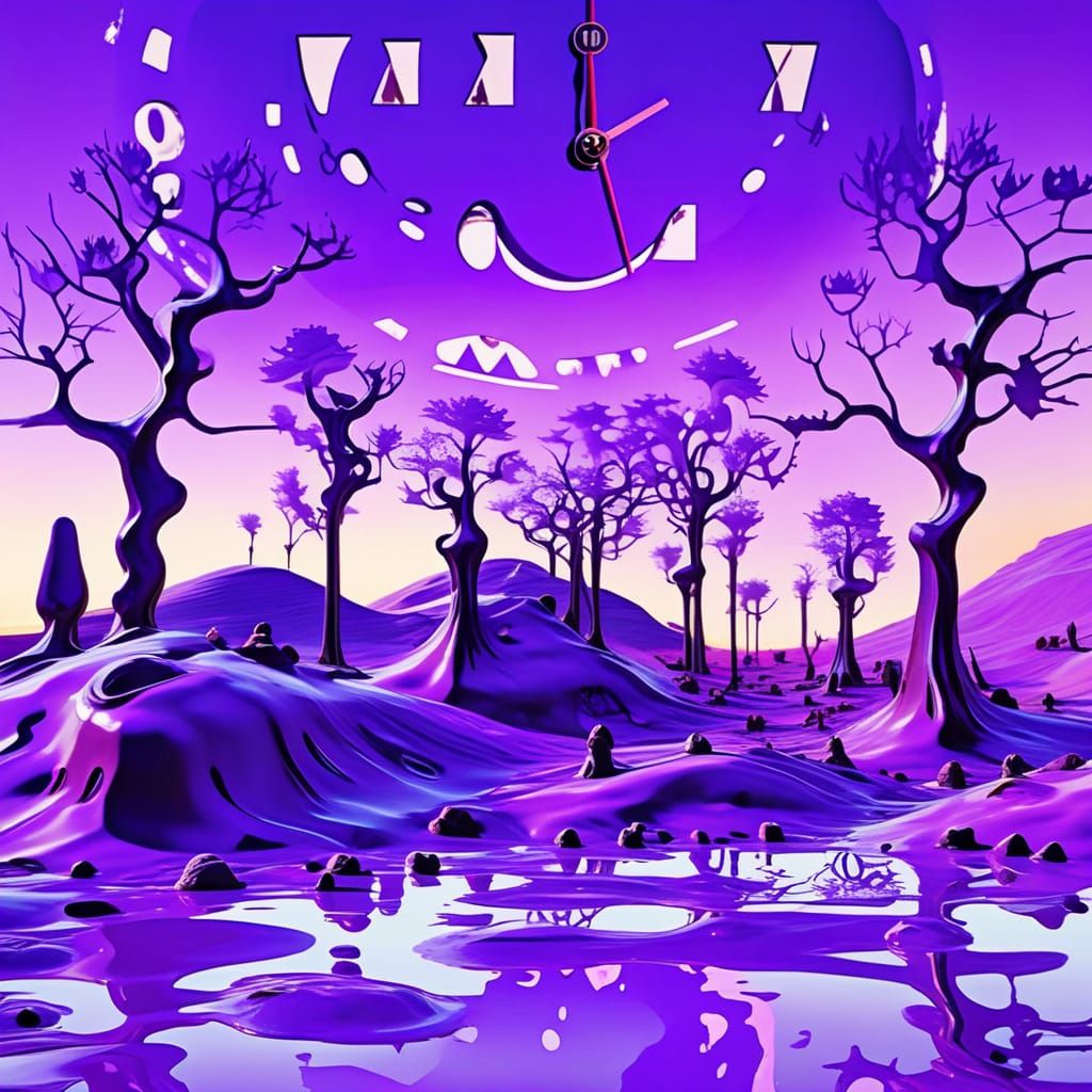 Surreal Desert Dreamscape with Melting Clocks