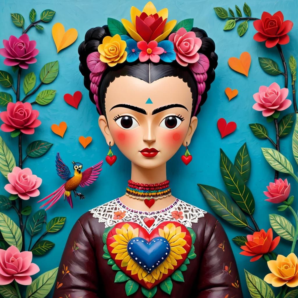 Frida Kahlo Style Heart Alebrije