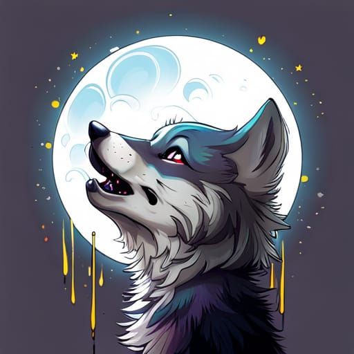 Baby Wolf Howling: Colorful Graffiti Street Art