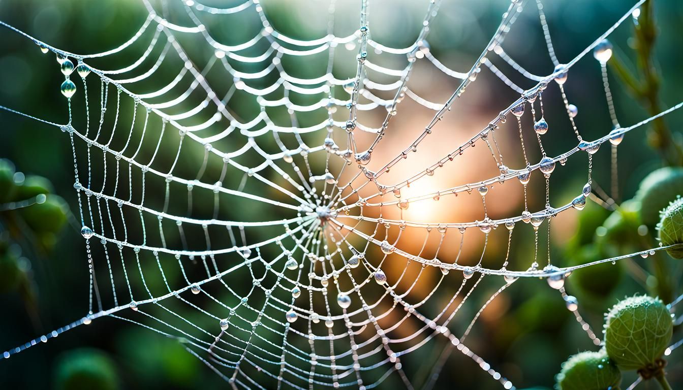 Dewdrops on Spiderweb: Ethereal Fantasy Photography